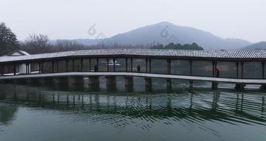 杭州冬季<strong>西湖</strong>雪景浴鹄湾雪景航拍